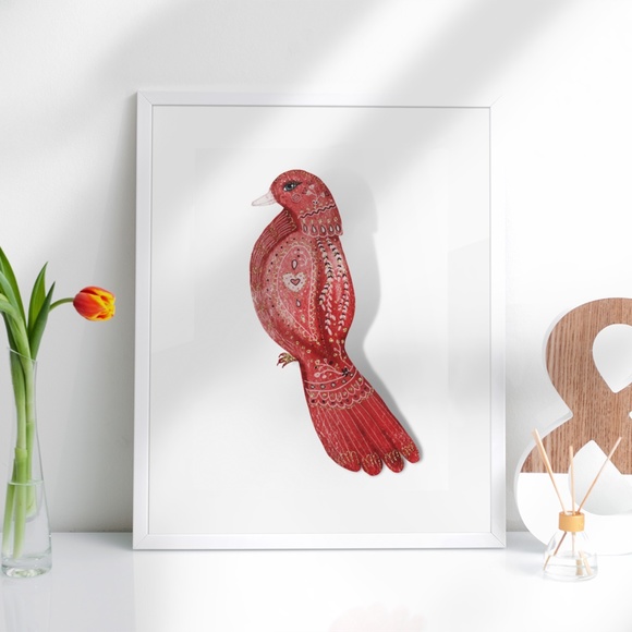 Wall Art Cute Bird Portrait Illustration Print Poster Unframed - Picture 2 of 5